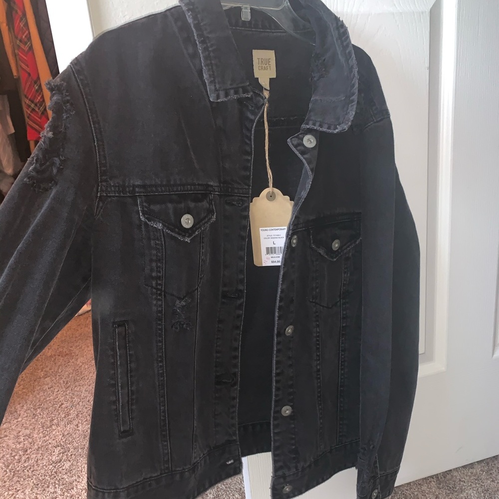 Washed black denim jacket